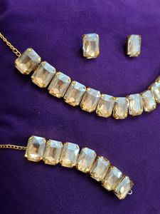 Stone-Studded Choker Set With Bracelet