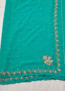 Teal Embroidered Saree