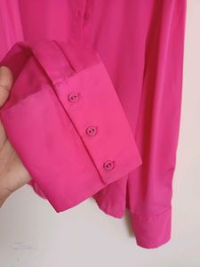 Pink Satin Oversized Shirt