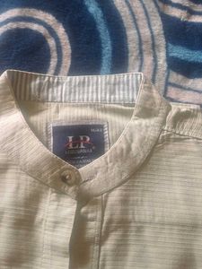 Striped Mandarin Collar Shirt.