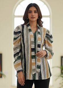 Striped Tie-Neck Top