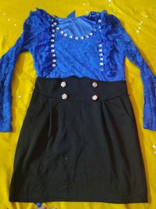 Cute Blue &amp; Black Dress