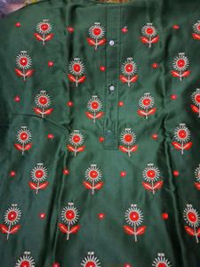 Green Embroidered Kurta Set