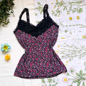 Lace Black Floral Top