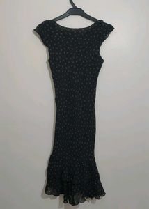 Caroll Black Floral Print Midi Dress