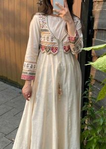 Designer Anarkali Gown In Off White Color