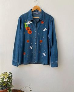 Vintage Hallowe’en Embroidered Denim Shirt