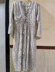 Floral Lace-Up Midi Dress