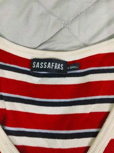 Striped Button-Front Crop Top