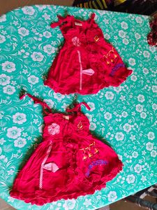 Red Embroidered Baby Dress