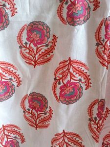 Jaipuri Style White Tunic Top