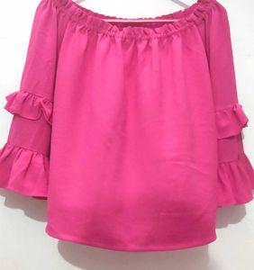 Off Shoulder Full Tiered Sleeves Loose Fit Top
