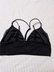 Black Mesh Bralette  L