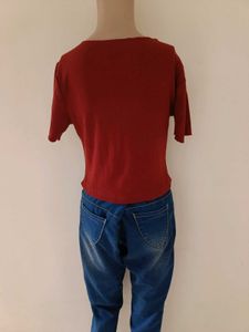 Maroon Crop Top