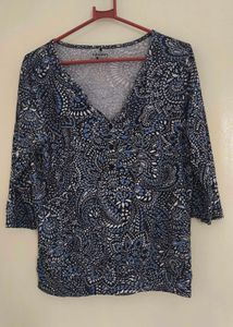 Printed V-Neck Top