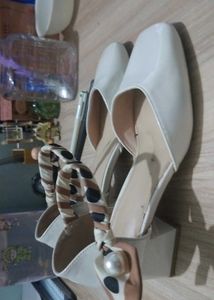 White Heels with Ribbon Detail