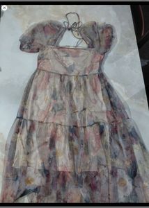 H&amp;M Floral Mesh Midi Dress