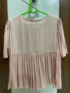 Pink Crochet Peasant Top