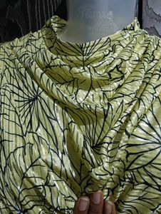 Vintage Leaf Print Dress And Net Dres