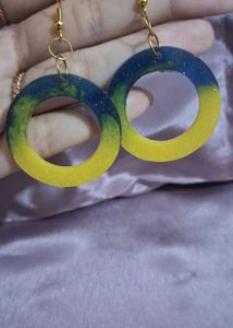 Blue &amp; Yellow Circle Earrings