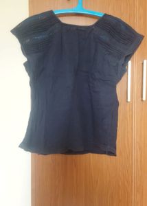 Navy Cap Sleeve Top