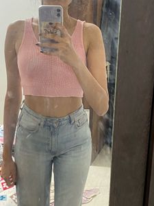 crochet pink crop top