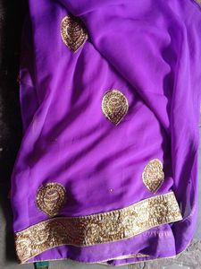 Purple Embroidered Saree