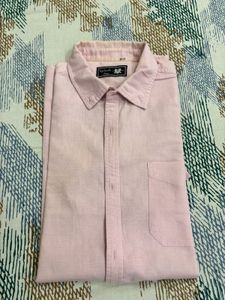 Mens Casual Baby Pink Half Sleeves Shirt