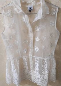 Lace Sheer White Color Top