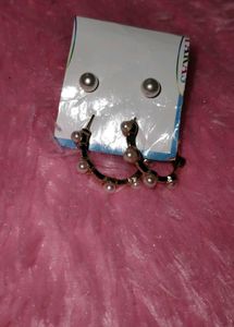 Pearl Earrings Set - 2 Pairs