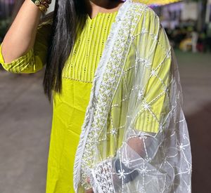Lime Green Embroidered Salwar Kameez