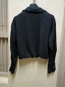 Stylish Black Patterned Jacket With Diamonds