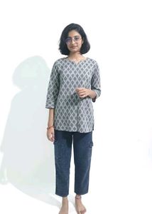Printed Grey Tunic Top