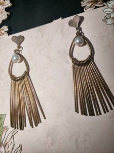 Pearl Drop Tassel Earrings