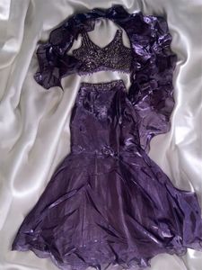 Lavender Fish Cut Lehenga