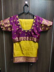 magenta maggam work blouse With Saree