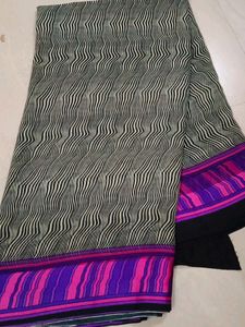 Pure Georgette Saree With Satin Designer Printed B