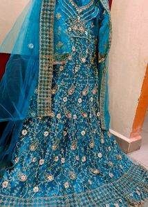 Sky Blue Long Wedding Dress