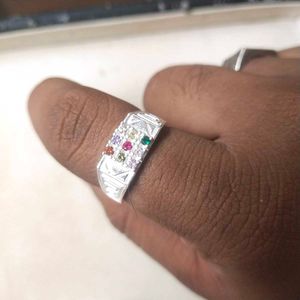 Pure Silver Navaratna Ring