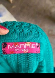 Stylish Green Knitted Girls Top with shrug