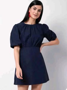 Navy cut out back mini skater dress