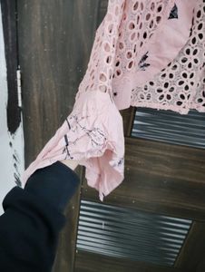 Pink Floral Lace Shrug