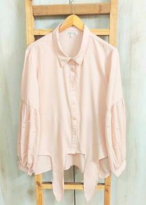 Blush Peach Pearl Sleeve Top size-46