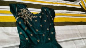 Party Wear Dark Green Silk Gown