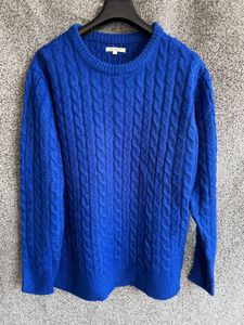 Stylish Blue Cable Knit Sweater