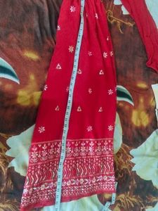 Red Embroidered Kurta Set