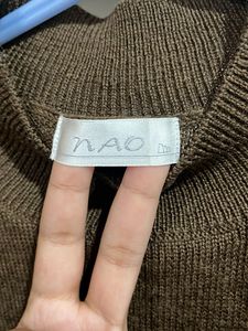 Cute Cat Embroidery Brown Sweater