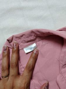 Pink 3/4 Sleeve Button-Down Shirt