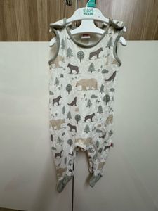Cute Bear Print Sleeveless Romper