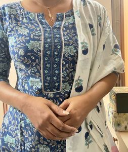 Blue Floral Kurta Set